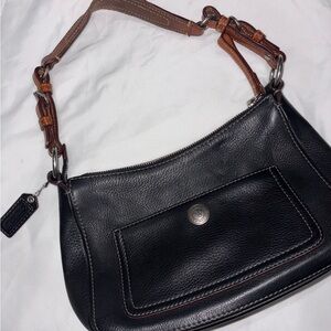 Vintage Coach Black and Brown Leather small Shoulder Bag